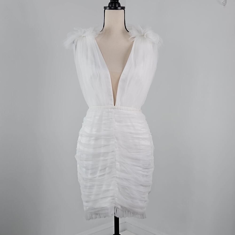 Sau Lee Harlie Tulle Occasion Mini Dress in White‎ Ivory | Women's 10